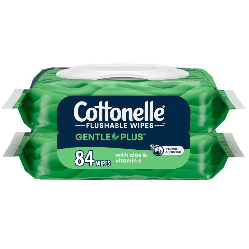 slide 1 of 11, Cottonelle GentlePlus Flushable Wipes - 2pk/42ct, 2 ct, 42 ct