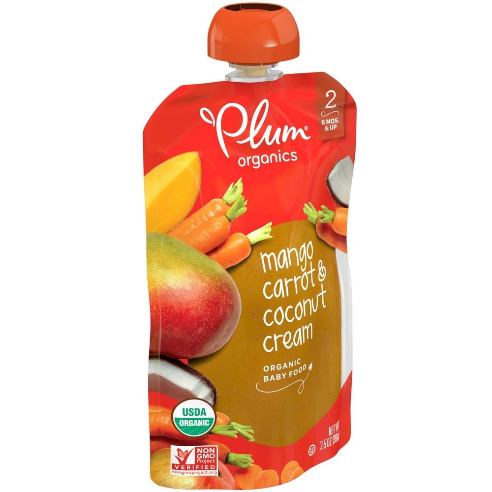 slide 2 of 7, Plum Organics Mango Carrot & Coconut Cream Baby Food Pouch, 3.5 oz