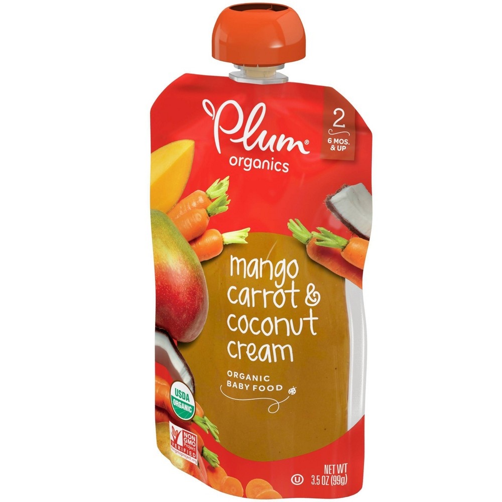 slide 3 of 7, Plum Organics Mango Carrot & Coconut Cream Baby Food Pouch, 3.5 oz