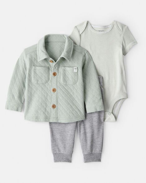 slide 1 of 4, Carters Baby Boy 3-Piece Quilted Jacket Outfit Set - Green Green 18M, 1 ct