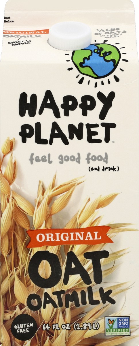 slide 4 of 4, Happy Baby Planet Organic Unsweetened Oatmilk, 64 fl oz