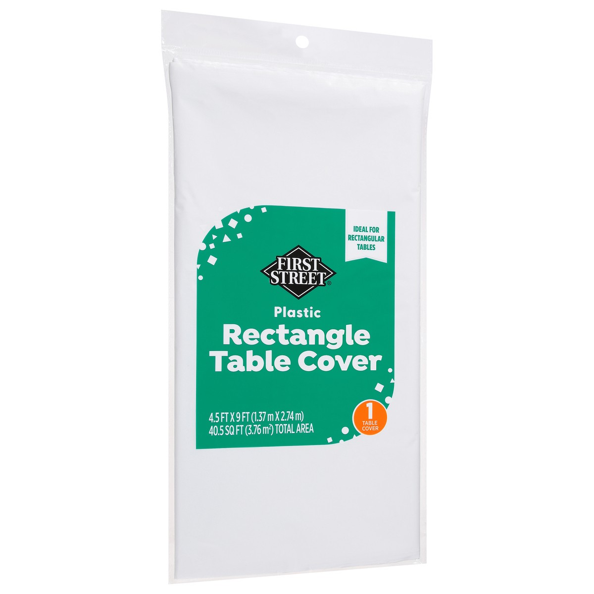 slide 7 of 11, First Street White Plastic Table Cover 54X108, 1 ct