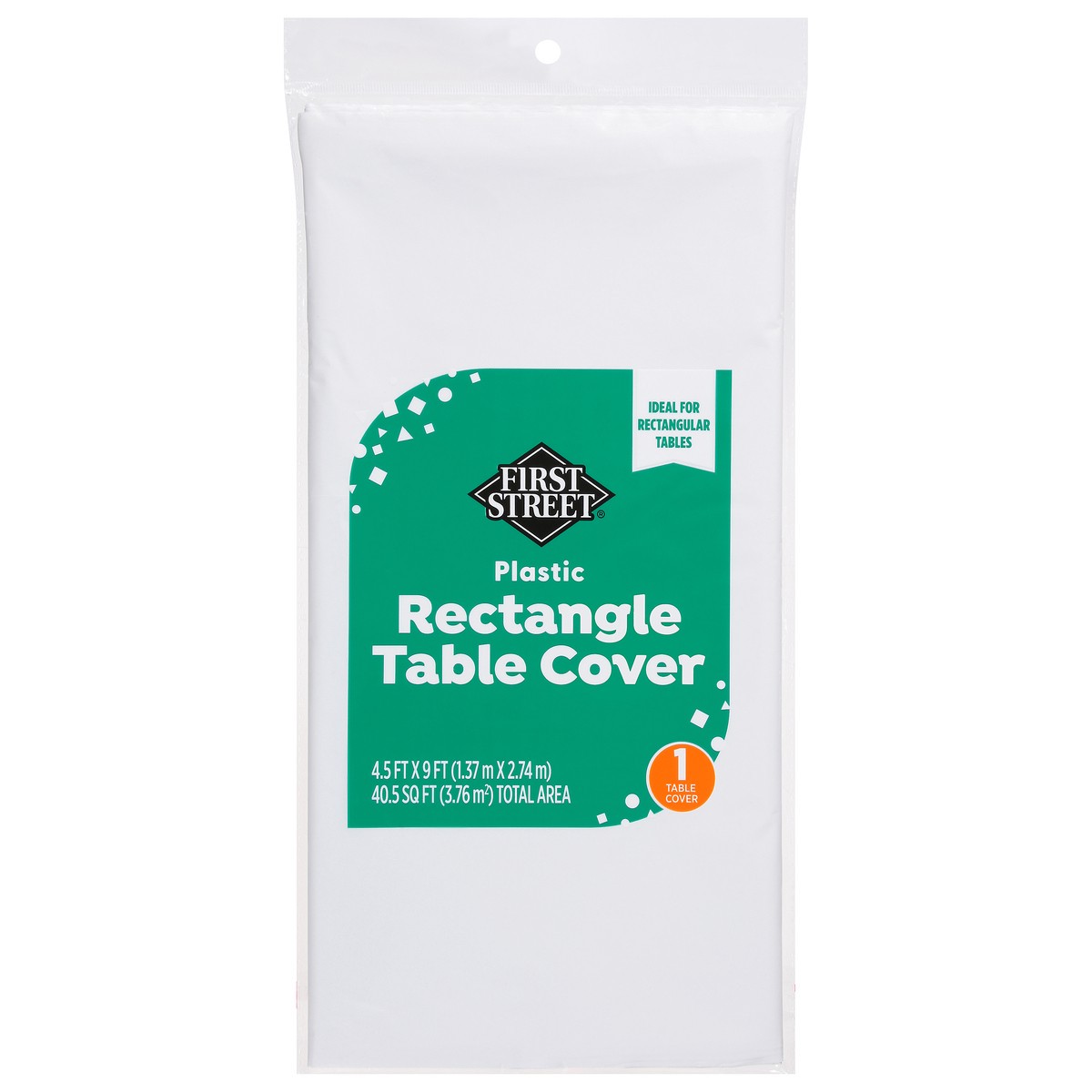 slide 6 of 11, First Street White Plastic Table Cover 54X108, 1 ct
