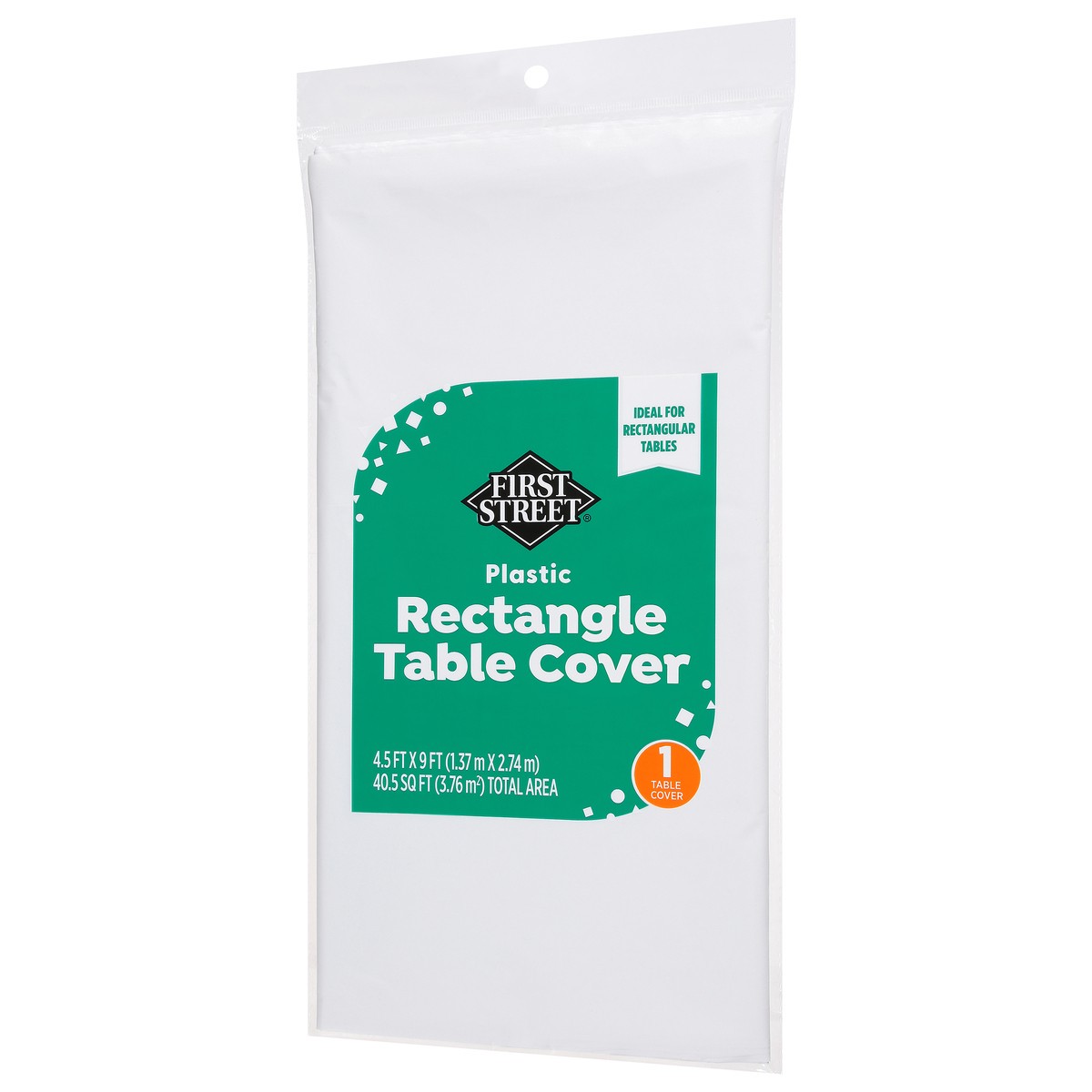 slide 2 of 11, First Street White Plastic Table Cover 54X108, 1 ct