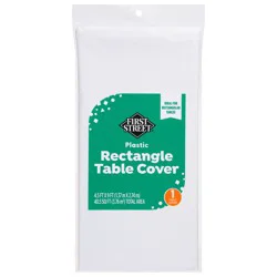 First Street White Plastic Table Cover 54X108