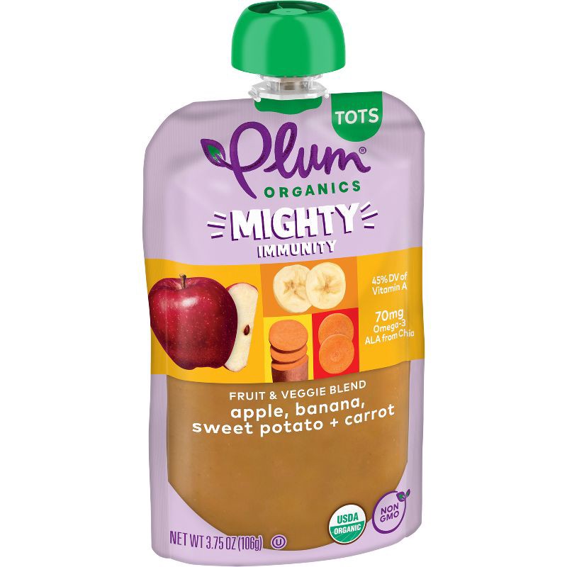 slide 2 of 10, Plum Organics Toddler Food Mighty Immunity - Sweet Potato Apple Banana Carrot - 3.75oz, 3.75 oz