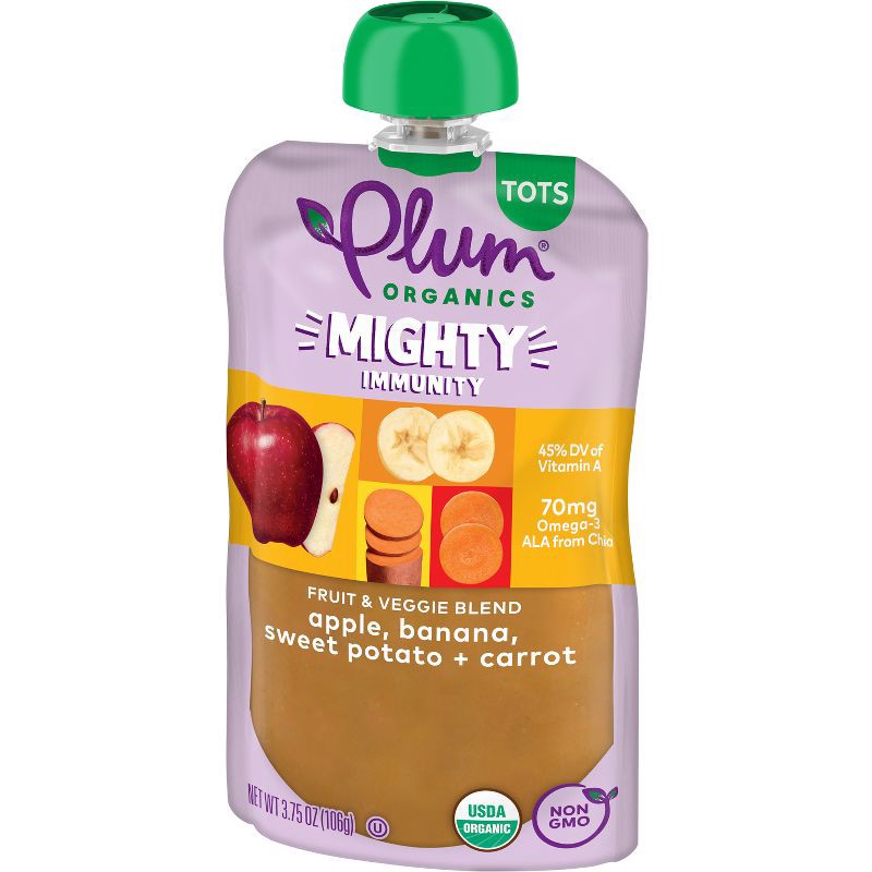 slide 7 of 10, Plum Organics Toddler Food Mighty Immunity - Sweet Potato Apple Banana Carrot - 3.75oz, 3.75 oz