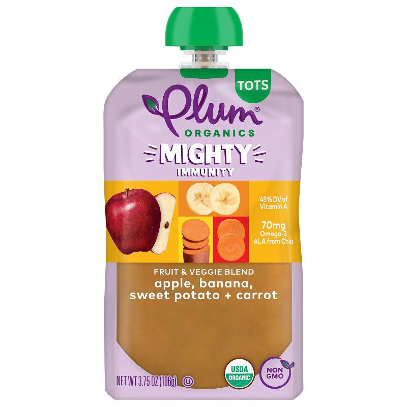 slide 1 of 10, Plum Organics Toddler Food Mighty Immunity - Sweet Potato Apple Banana Carrot - 3.75oz, 3.75 oz