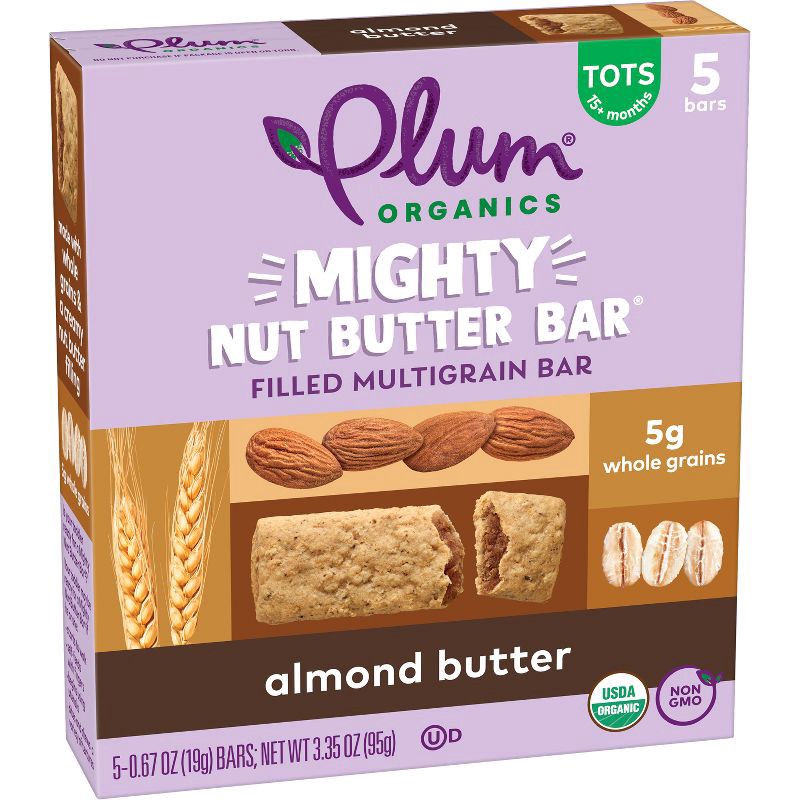 slide 8 of 11, Plum Organics Mighty Nut Butter Bars - Almond Butter - 0.67oz/5ct, 5 ct; 0.67 oz