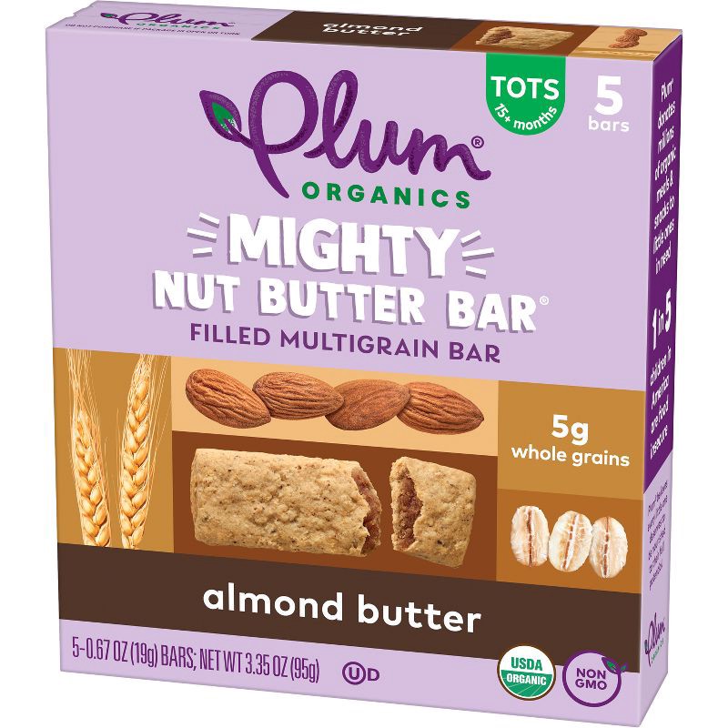 slide 2 of 11, Plum Organics Mighty Nut Butter Bars - Almond Butter - 0.67oz/5ct, 5 ct; 0.67 oz