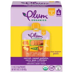 Plum Organics 4pk Carrot Sweet Potato Corn Pea & Chicken Baby Food - 16oz