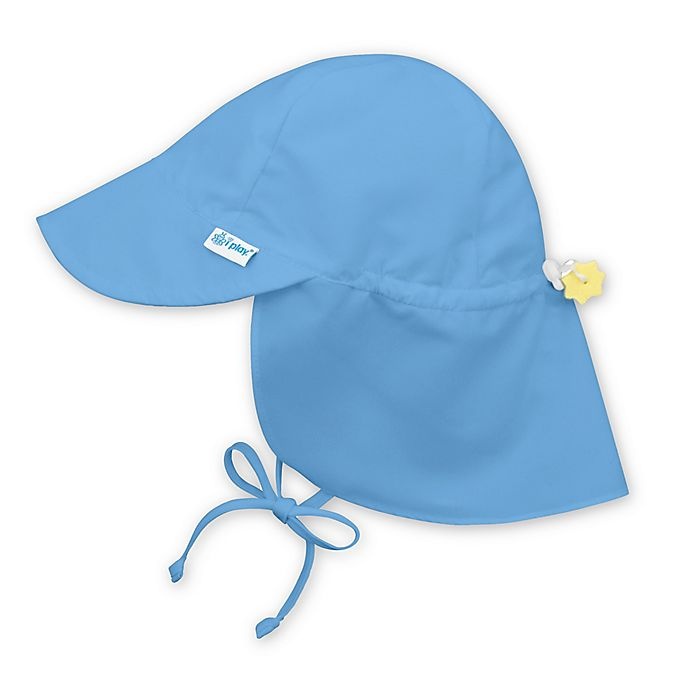 slide 1 of 2, i play. by Green Sprouts Infant Sun Flap Hat - Light Blue, 1 ct