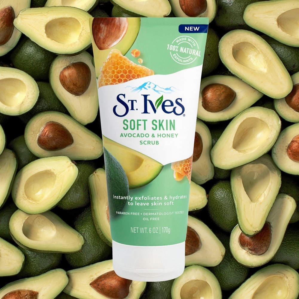 slide 3 of 6, St. Ives Soft Skin Face Scrub - Avocado and Honey, 6 oz