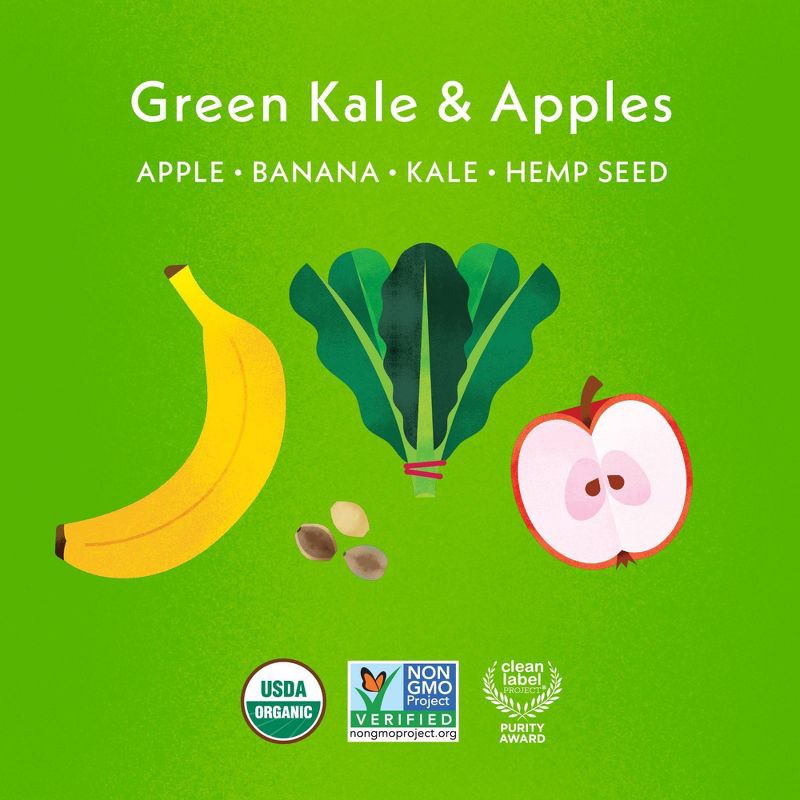slide 3 of 6, Once Upon a Farm Green Kale & Apples Organic Kids' Snack - 3.2oz Pouch, 3.2 oz