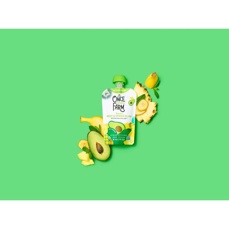 slide 5 of 6, Once Upon a Farm Wild Rumpus Avocado, Pineapple Banana Organic Kids' Snack - 3.2oz Pouch, 3.2 oz