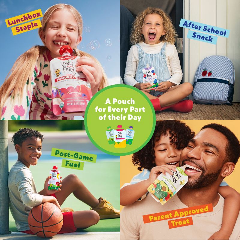 slide 10 of 11, Once Upon a Farm Wild Rumpus Avocado, Pineapple Banana Organic Kids' Snack - 3.2oz Pouch, 3.2 oz