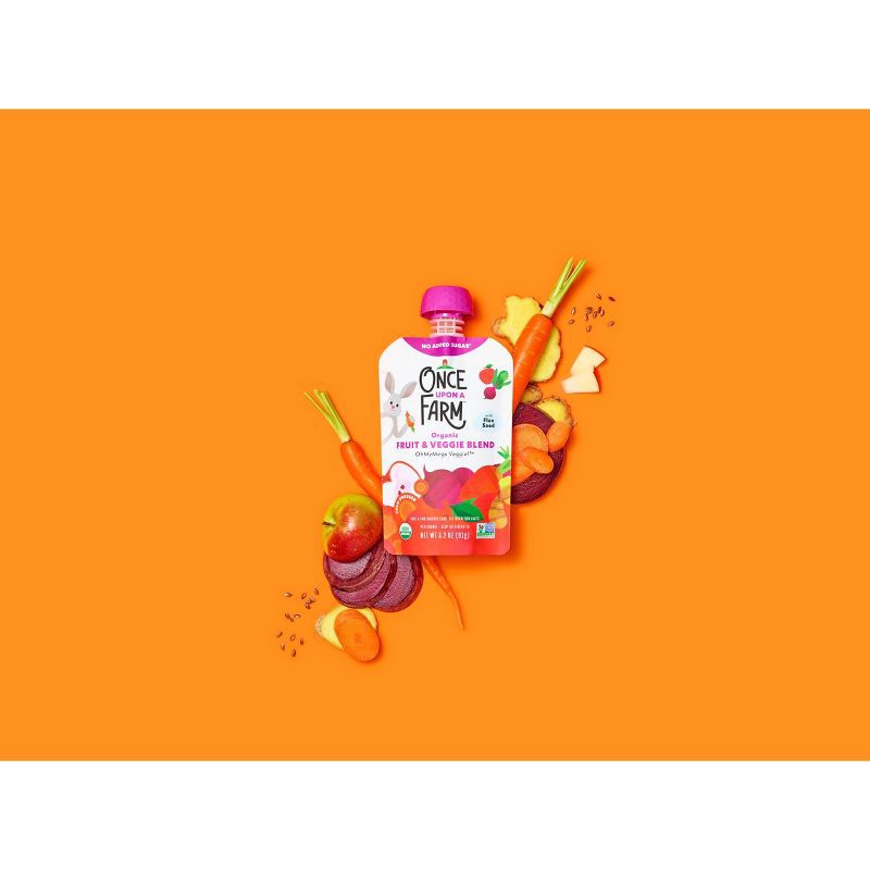 slide 2 of 3, Once Upon a Farm OhMyMegaVeggie Apple, Carrot, Beet Organic Kids' Snack - 3.2oz Pouch, 3.2 oz