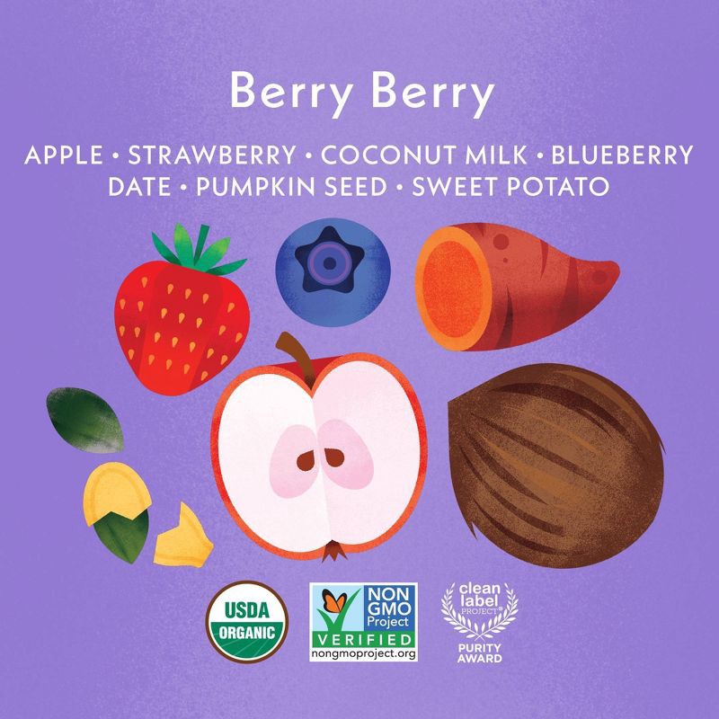 slide 3 of 6, Once Upon a Farm Berry Berry Organic Dairy-Free Kids' Smoothie - 4oz Pouch, 4 oz