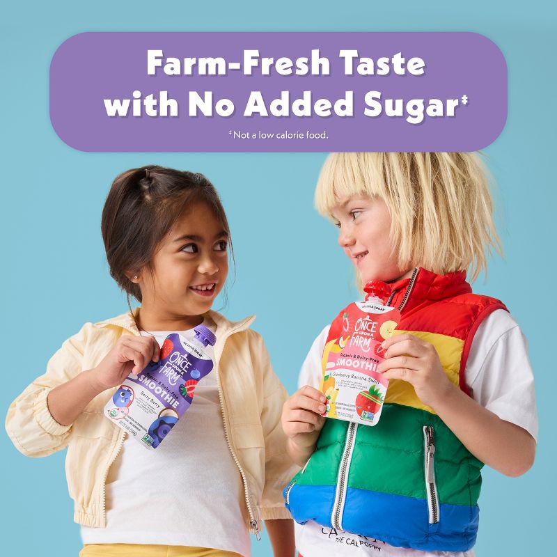 slide 5 of 10, Once Upon a Farm Berry Berry Organic Dairy-Free Kids' Smoothie - 4oz Pouch, 4 oz
