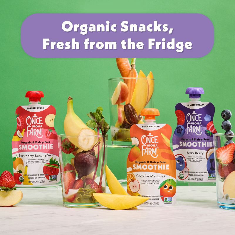 slide 9 of 10, Once Upon a Farm Berry Berry Organic Dairy-Free Kids' Smoothie - 4oz Pouch, 4 oz