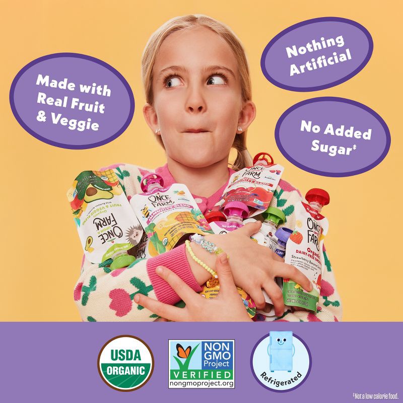 slide 4 of 10, Once Upon a Farm Berry Berry Organic Dairy-Free Kids' Smoothie - 4oz Pouch, 4 oz