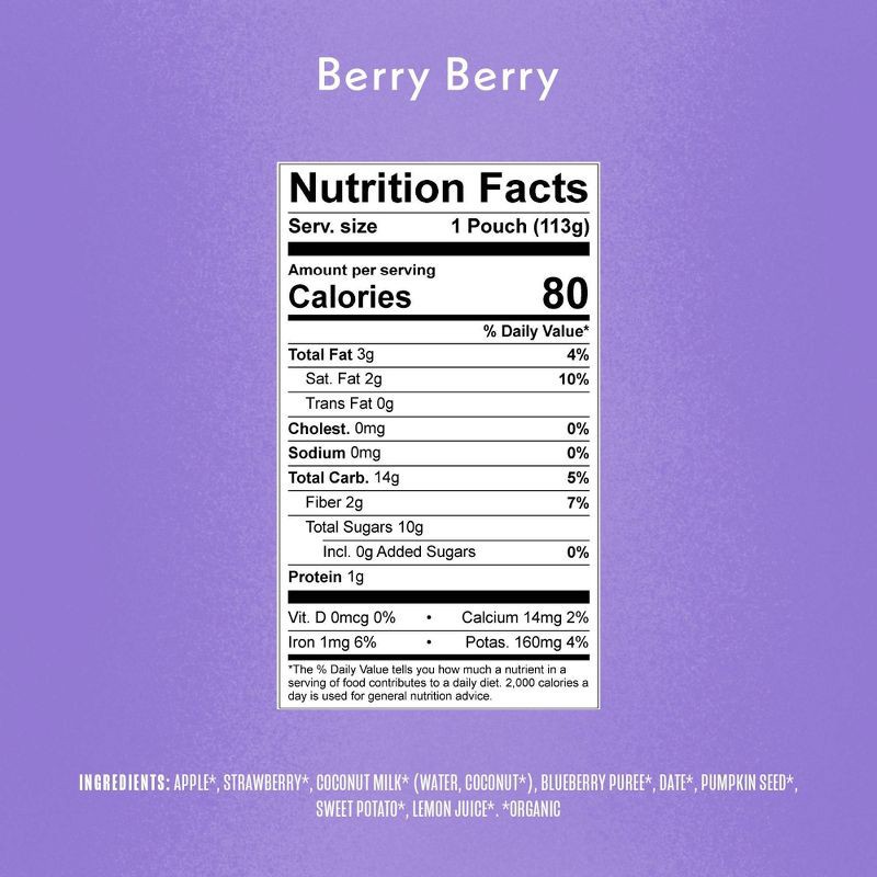 slide 4 of 6, Once Upon a Farm Berry Berry Organic Dairy-Free Kids' Smoothie - 4oz Pouch, 4 oz