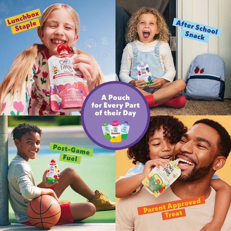 slide 10 of 10, Once Upon a Farm Berry Berry Organic Dairy-Free Kids' Smoothie - 4oz Pouch, 4 oz