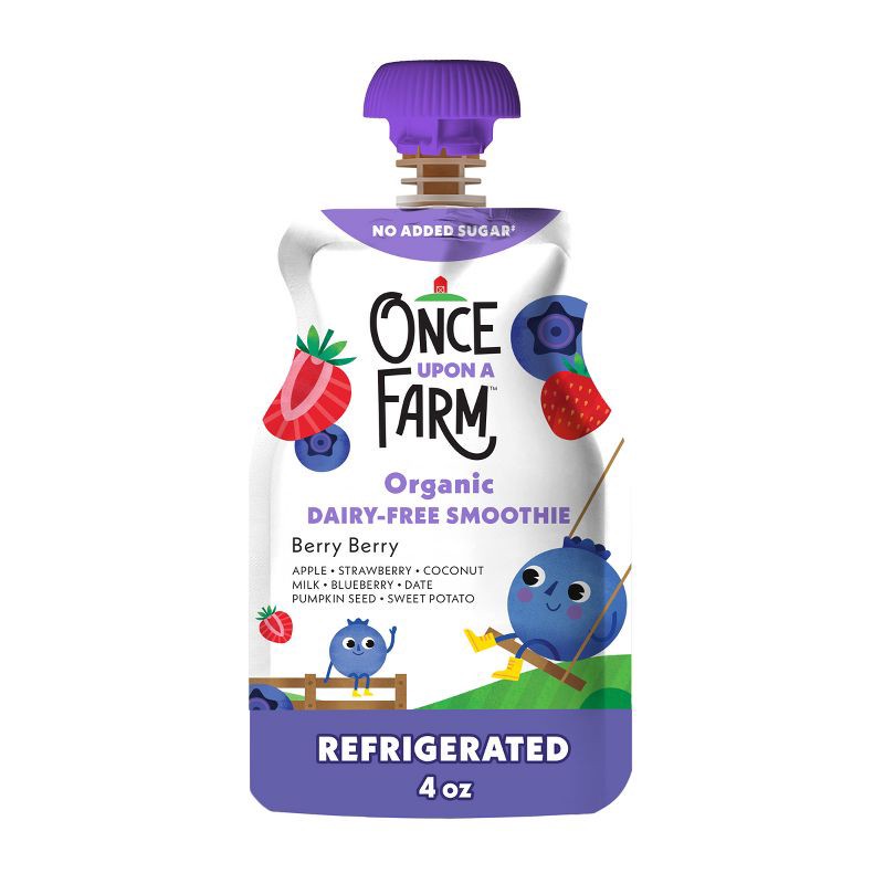 slide 1 of 10, Once Upon a Farm Berry Berry Organic Dairy-Free Kids' Smoothie - 4oz Pouch, 4 oz