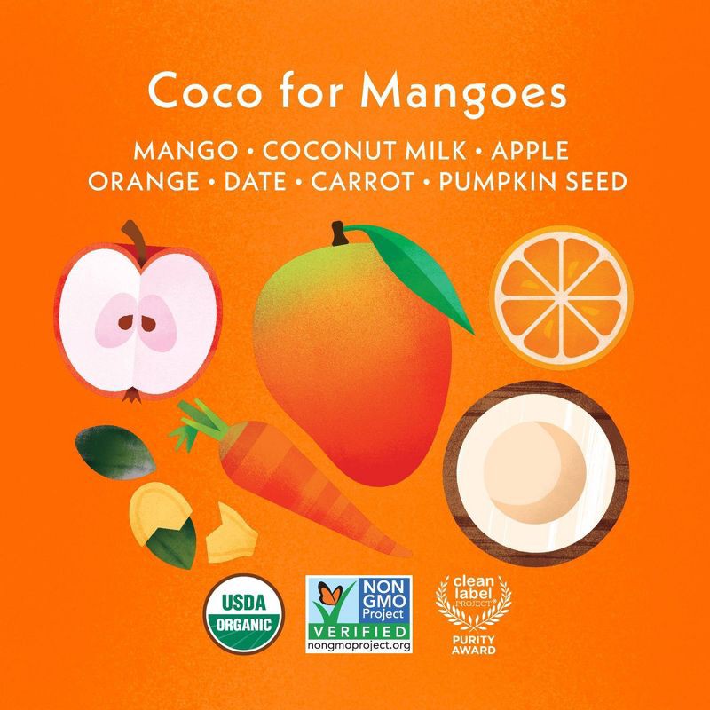 slide 2 of 7, Once Upon a Farm Coco for Mangoes Organic Dairy-Free Kids' Smoothie - 4oz Pouch, 4 oz