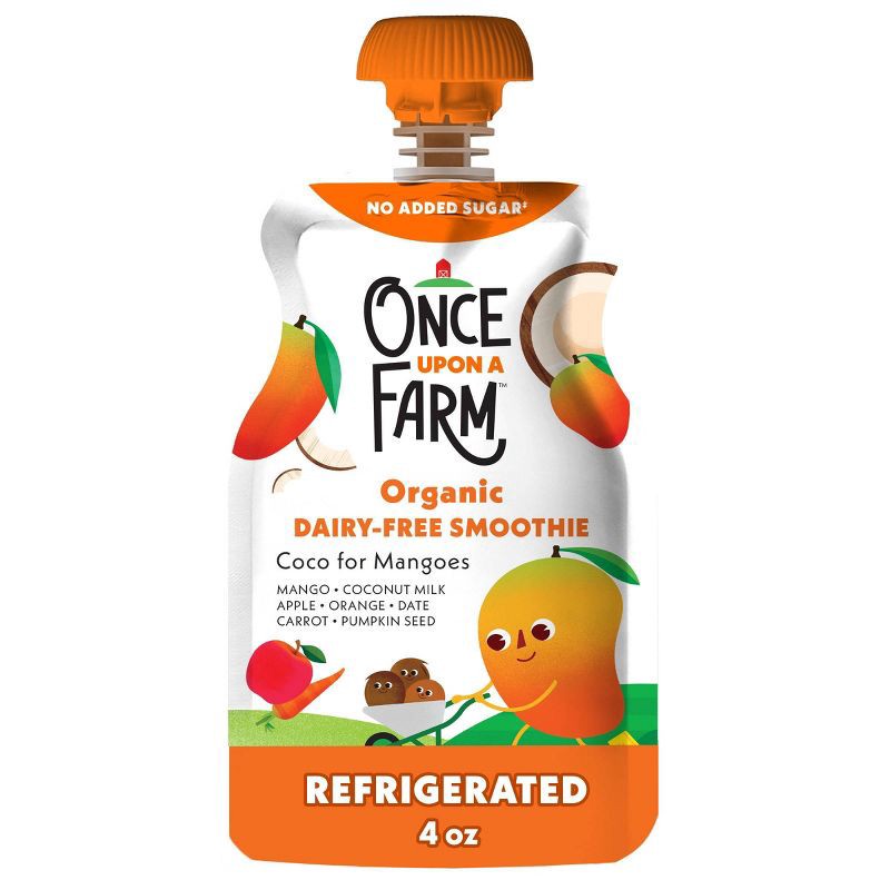 slide 1 of 7, Once Upon a Farm Coco for Mangoes Organic Dairy-Free Kids' Smoothie - 4oz Pouch, 4 oz