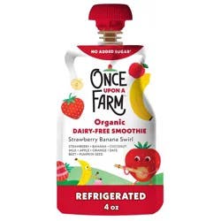 Once Upon a Farm Strawberry Banana Swirl Organic Dairy-Free Kids' Smoothie - 4oz Pouch