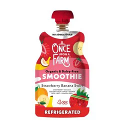 Once Upon a Farm Strawberry Banana Swirl Organic Dairy-Free Kids' Smoothie - 4oz Pouch
