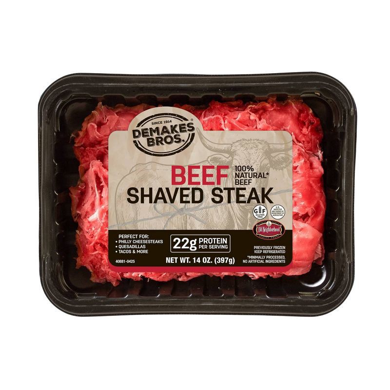 slide 1 of 5, Demakes Bros. Shaved Beef Steak - 14oz, 14 oz