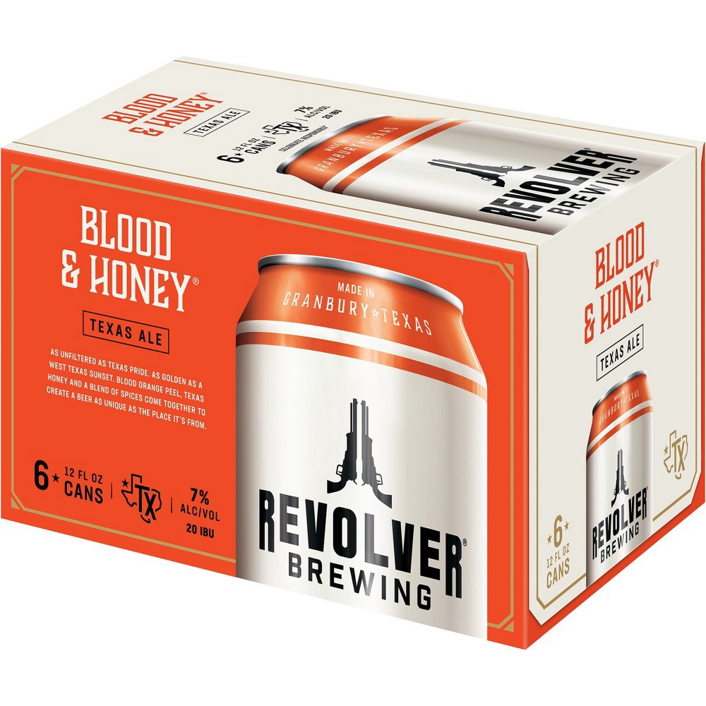 slide 4 of 4, Revolver Brewing Revolver Blood & Honey Ale Beer - 6pk/12 fl oz Cans, 6 ct; 12 fl oz