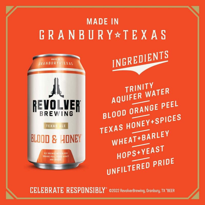 slide 7 of 9, Revolver Brewing Revolver Blood & Honey Ale Beer - 6pk/12 fl oz Cans, 6 ct; 12 fl oz