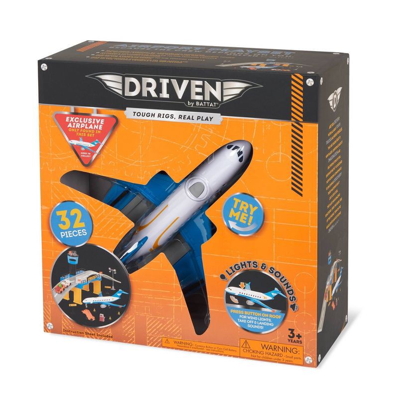 slide 8 of 8, DRIVEN by Battat – Airport Playset with Toy Airplane (32pc) – Micro Series: Educational Fine Motor Skills, 32 ct