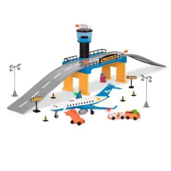 DRIVEN by Battat – Airport Playset with Toy Airplane (32pc) – Micro Series: Educational Fine Motor Skills