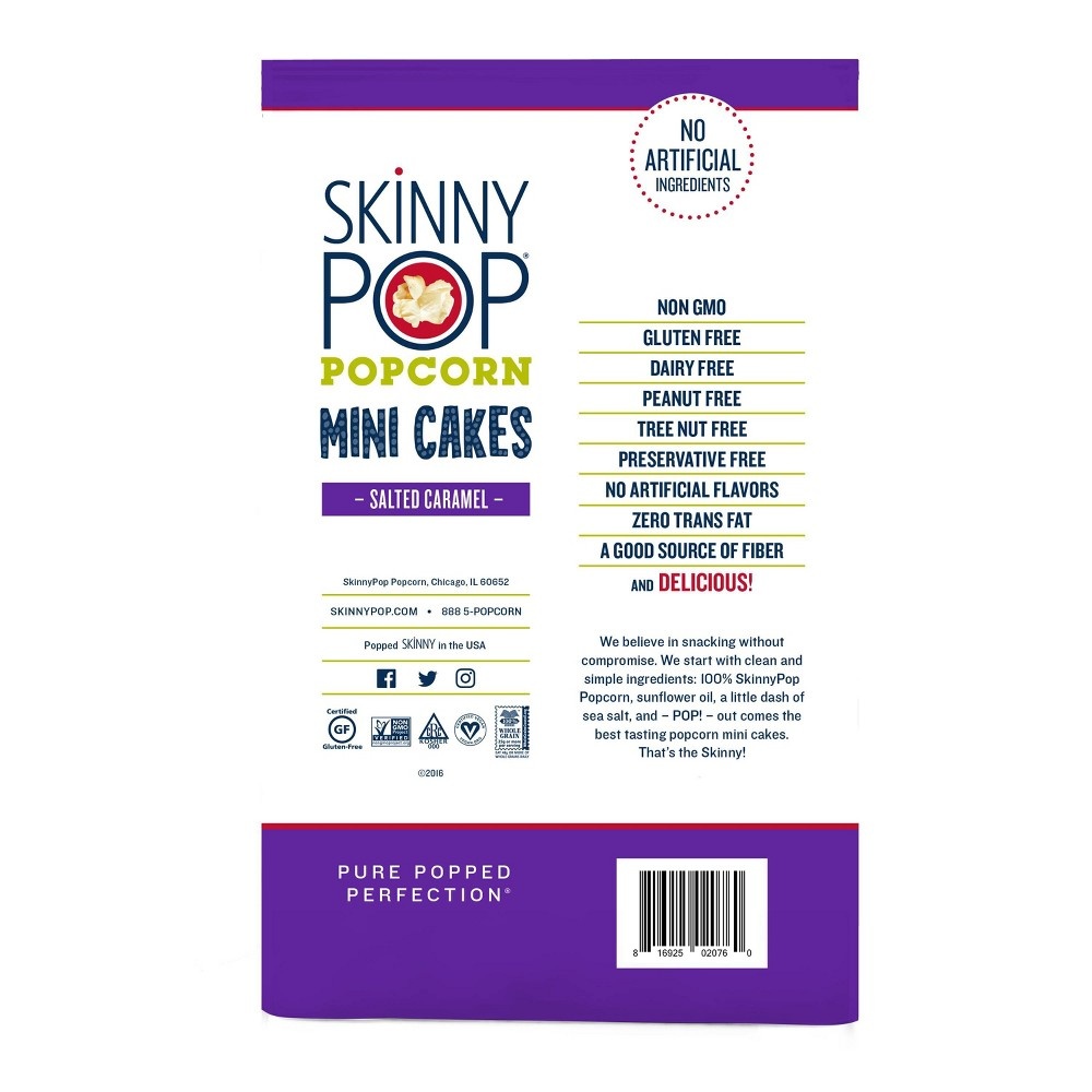 slide 2 of 3, SkinnyPop Salted Caramel Popcorn Mini Cakes, 5 oz