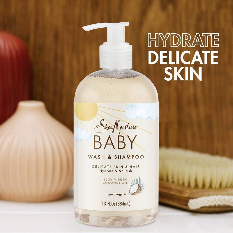 slide 4 of 5, SheaMoisture Baby Wash & Shampoo 100% Virgin Coconut Oil Hydrate & Nourish for Delicate Skin - 13 fl oz, 13 fl oz