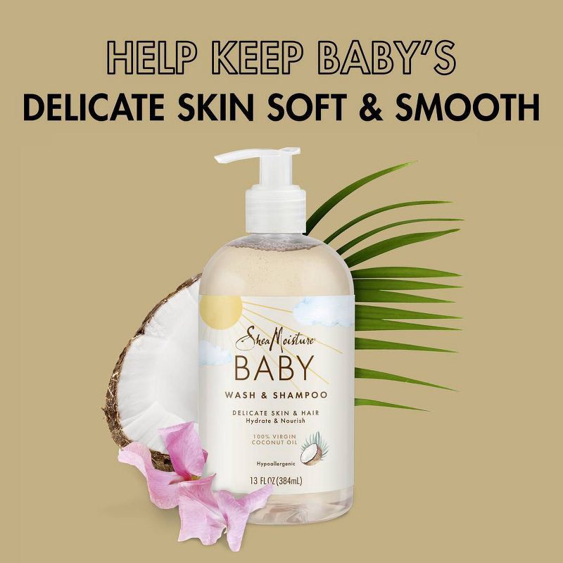 slide 5 of 5, SheaMoisture Baby Wash & Shampoo 100% Virgin Coconut Oil Hydrate & Nourish for Delicate Skin - 13 fl oz, 13 fl oz