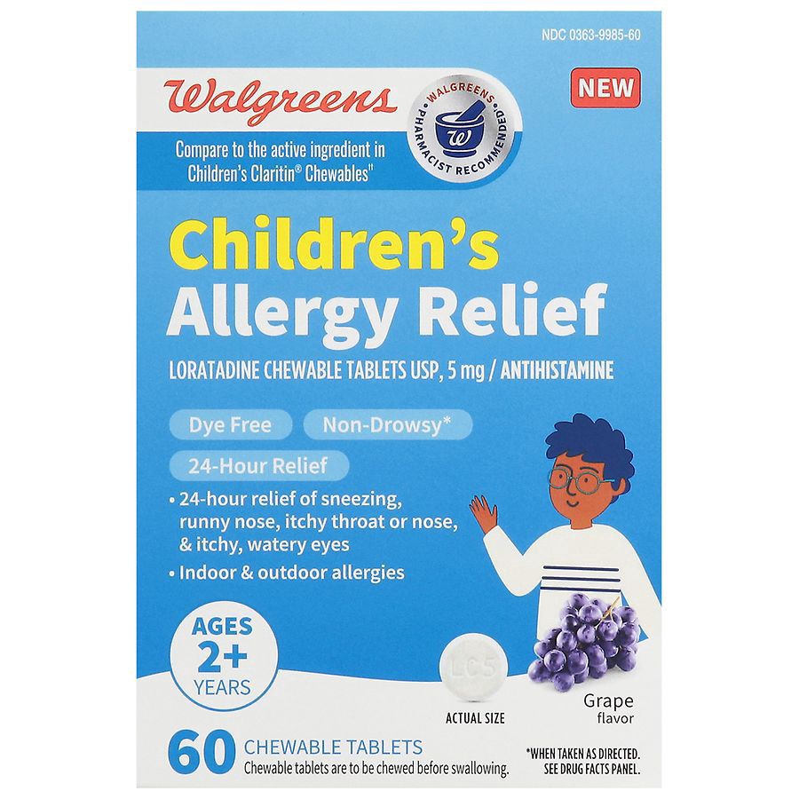 slide 1 of 3, Walgreens Children's Allergy Relief Chews Dye Free, 60 ct