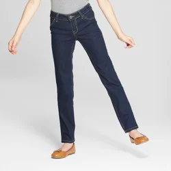 Girls' Mid-Rise Straight Jeans - Cat & Jack™ Dark Wash 5
