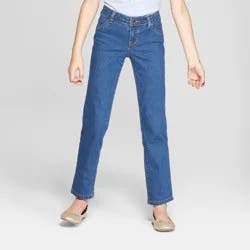 Girls' Mid-Rise Straight Jeans - Cat & Jack™ Medium Wash 5