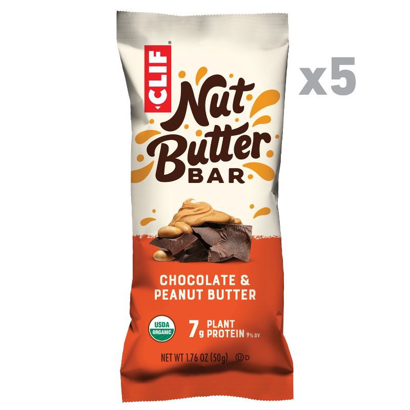 slide 2 of 10, CLIF Nut Butter Filled Chocolate Peanut Butter Energy Bar Organic -7g Protein - 8.8oz/5pk, 7 gram, 8.8 oz, 5 ct