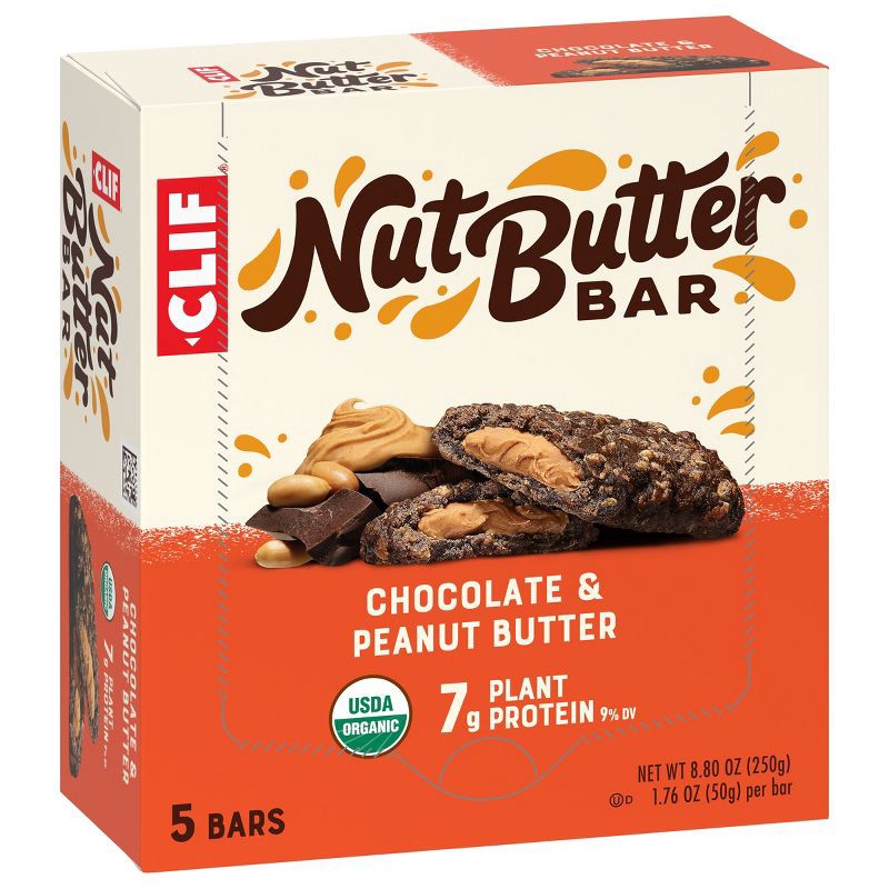 slide 4 of 10, CLIF Nut Butter Filled Chocolate Peanut Butter Energy Bar Organic -7g Protein - 8.8oz/5pk, 7 gram, 8.8 oz, 5 ct