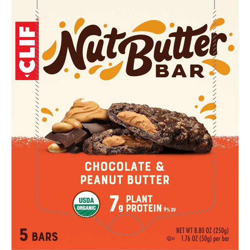 slide 9 of 10, CLIF Nut Butter Filled Chocolate Peanut Butter Energy Bar Organic -7g Protein - 8.8oz/5pk, 7 gram, 8.8 oz, 5 ct