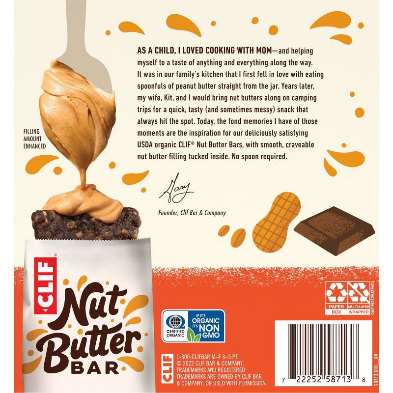 slide 10 of 10, CLIF Nut Butter Filled Chocolate Peanut Butter Energy Bar Organic -7g Protein - 8.8oz/5pk, 7 gram, 8.8 oz, 5 ct