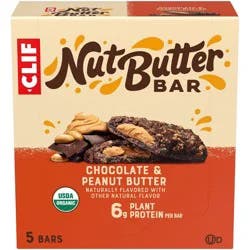 CLIF Nut Butter Filled Chocolate Peanut Butter Energy Bar Organic -7g Protein - 8.8oz/5pk