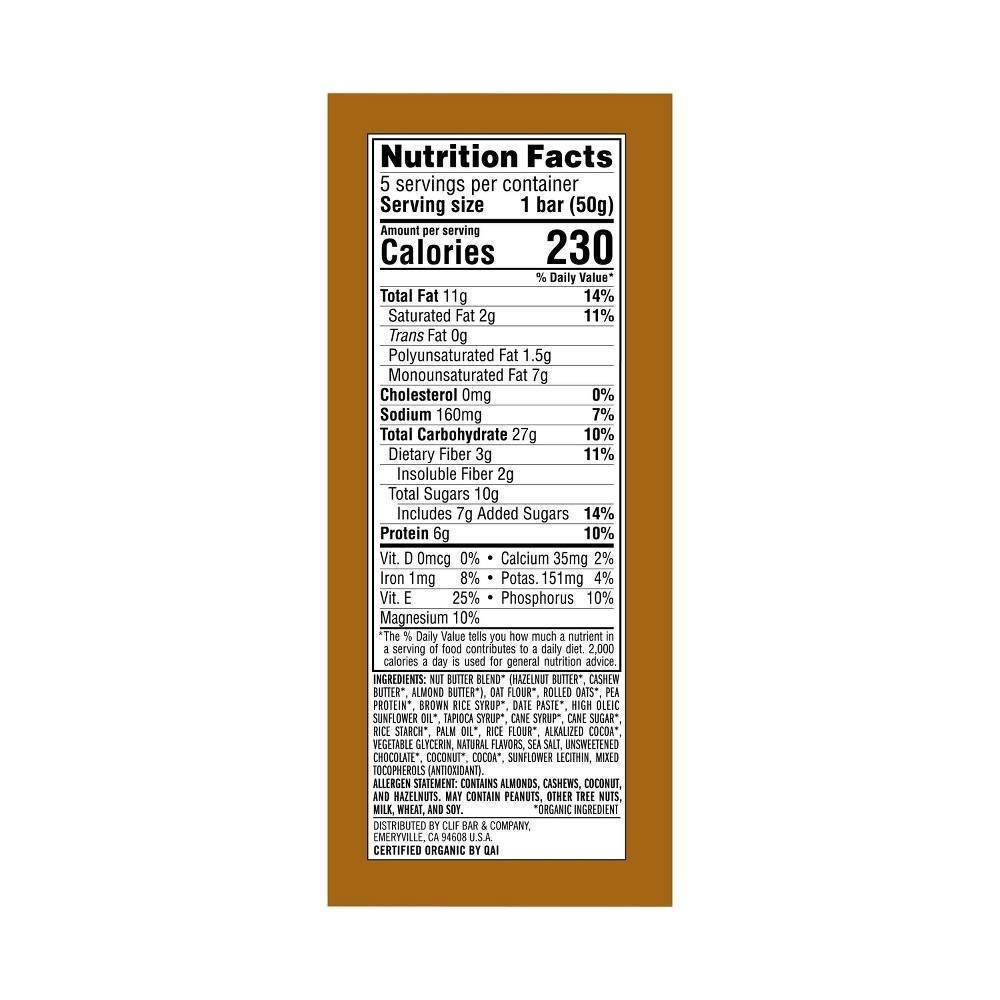 slide 5 of 5, CLIF Nut Butter Filled CLIF Nut Butter Bar - Chocolate Hazelnut Energy Bars, 8.8 oz, 5 ct