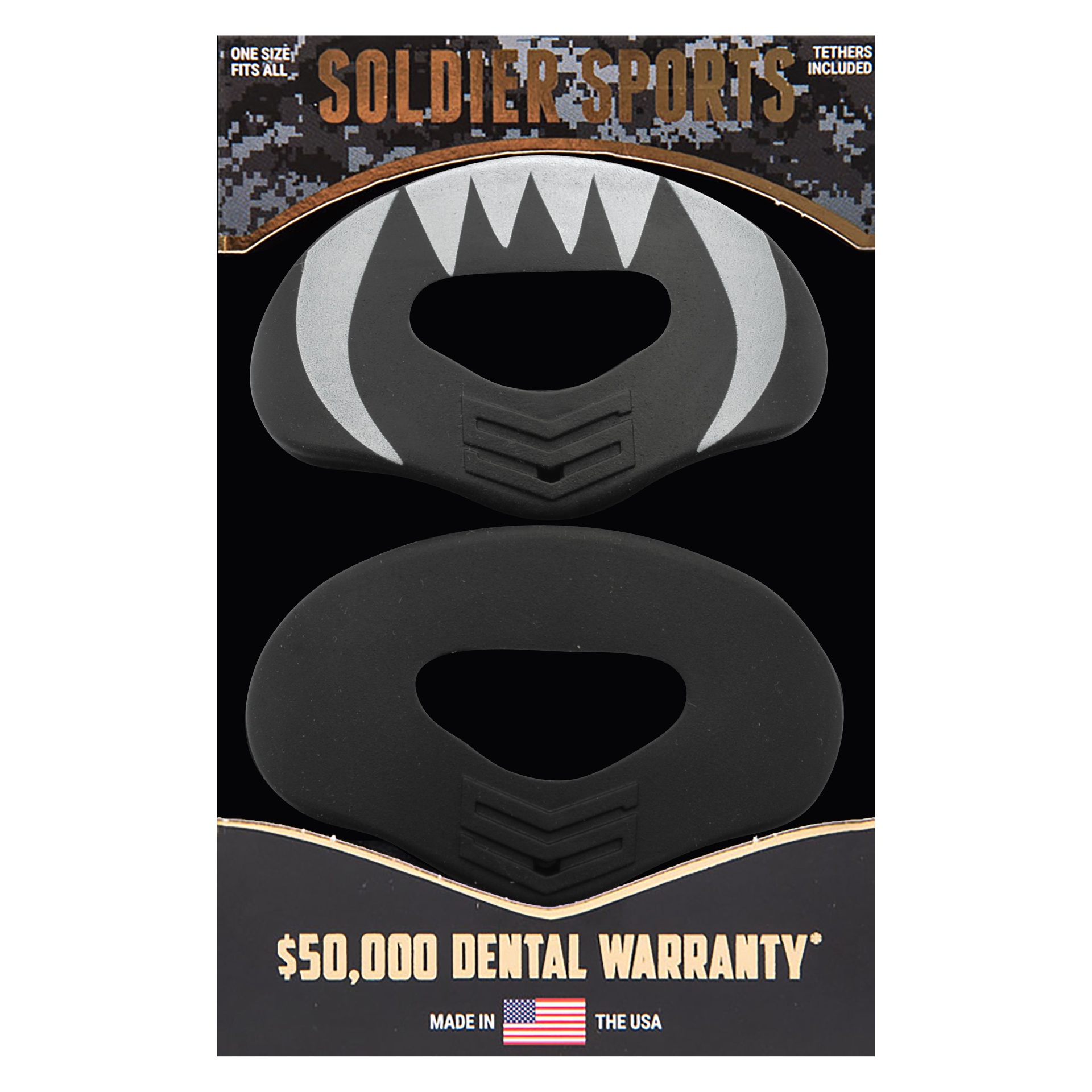 slide 1 of 3, Soldier Sports Lip Protector Mouthguards - Black, 2 ct